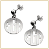 Silver block monogram earrings