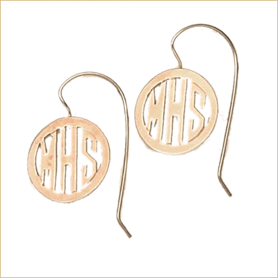 Gold monogram earrings