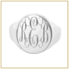 Silver engraved monogram ring