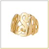 Gold script monogram ring