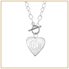 Silver toggle necklace with engraved heart