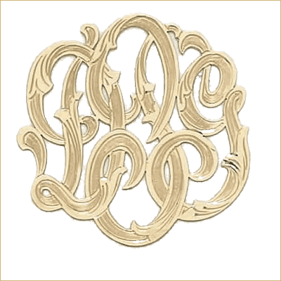 Gold script monogram pendant