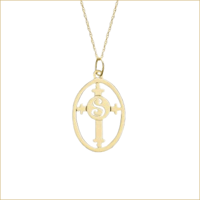 Gold cross with initial monogram
