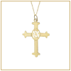 Gold cross with initial monogram pendant
