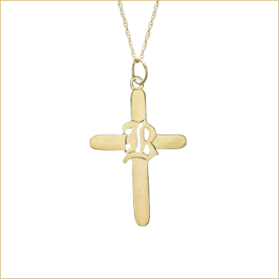 Gold cross with initialmonogram pendant