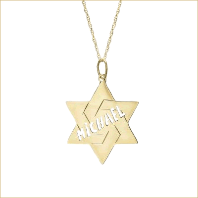 Gold Star of David monogram pendant