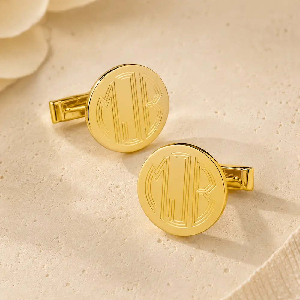 Men's cufflinks in gold by Basch & co personalized with initials