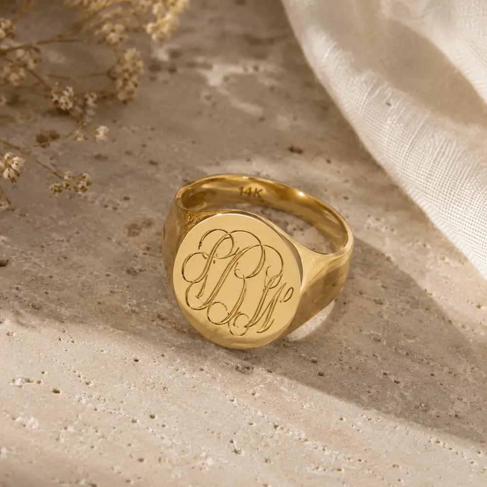 gold 14k personalized initial ring